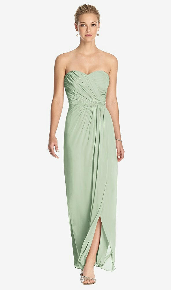 Front View - Celadon Strapless Draped Chiffon Maxi Dress - Lila