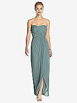 Front View Thumbnail - Icelandic Strapless Draped Chiffon Maxi Dress - Lila