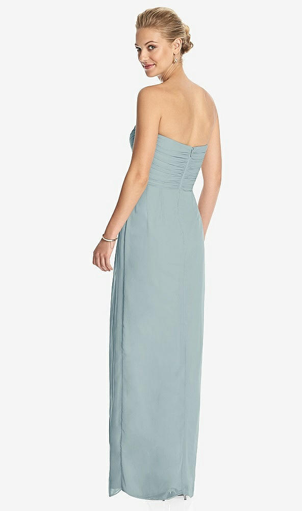 Back View - Morning Sky Strapless Draped Chiffon Maxi Dress - Lila