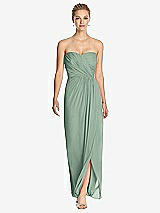 Front View Thumbnail - Seagrass Strapless Draped Chiffon Maxi Dress - Lila