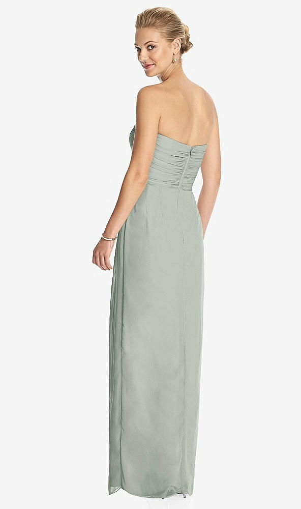 Back View - Willow Green Strapless Draped Chiffon Maxi Dress - Lila