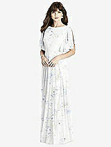 Rear View Thumbnail - Bleu Garden Split Sleeve Backless Maxi Dress - Lila