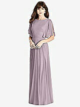 Rear View Thumbnail - Lilac Dusk Split Sleeve Backless Maxi Dress - Lila