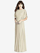 Rear View Thumbnail - Champagne Split Sleeve Backless Maxi Dress - Lila