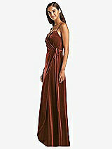 Side View Thumbnail - Auburn Moon Velvet Wrap Maxi Dress with Pockets