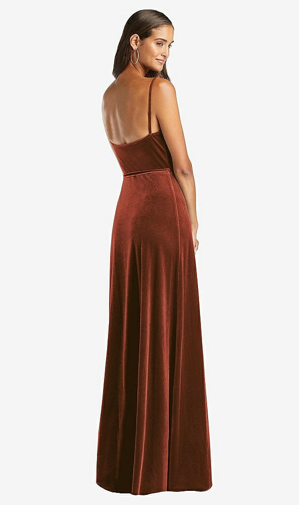 Back View - Auburn Moon Velvet Wrap Maxi Dress with Pockets