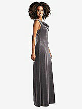 Side View Thumbnail - Caviar Gray Cowl-Neck Velvet Maxi Tank Dress - Priya