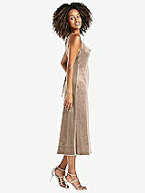 Side View Thumbnail - Topaz Cowl-Neck Convertible Velvet Midi Slip Dress - Isa