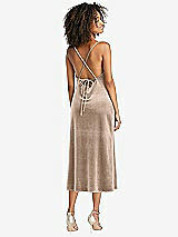 Rear View Thumbnail - Topaz Cowl-Neck Convertible Velvet Midi Slip Dress - Isa