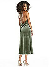 Alt View 2 Thumbnail - Sage Cowl-Neck Convertible Velvet Midi Slip Dress - Isa