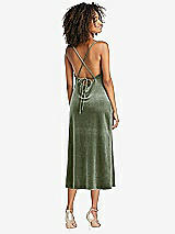 Rear View Thumbnail - Sage Cowl-Neck Convertible Velvet Midi Slip Dress - Isa