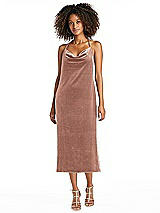 Alt View 1 Thumbnail - Tawny Rose Cowl-Neck Convertible Velvet Midi Slip Dress - Isa