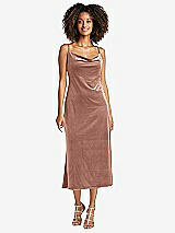 Front View Thumbnail - Tawny Rose Cowl-Neck Convertible Velvet Midi Slip Dress - Isa