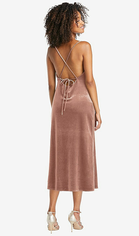 Back View - Tawny Rose Cowl-Neck Convertible Velvet Midi Slip Dress - Isa