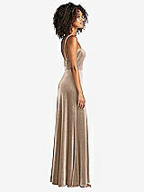 Side View Thumbnail - Topaz Square Neck Velvet Maxi Dress with Front Slit - Drew