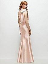 Side View Thumbnail - Cameo Bow One-Shoulder Satin Trumpet Gown