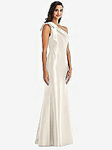 Alt View 3 Thumbnail - Ivory Bow One-Shoulder Satin Trumpet Gown