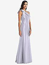 Alt View 3 Thumbnail - Silver Dove Bow One-Shoulder Satin Trumpet Gown