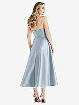 Rear View Thumbnail - Mist Strapless Bow-Waist Full Skirt Satin Midi Dress