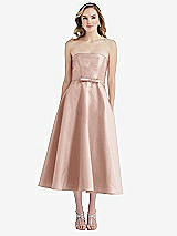 Front View Thumbnail - Toasted Sugar Strapless Bow-Waist Full Skirt Satin Midi Dress