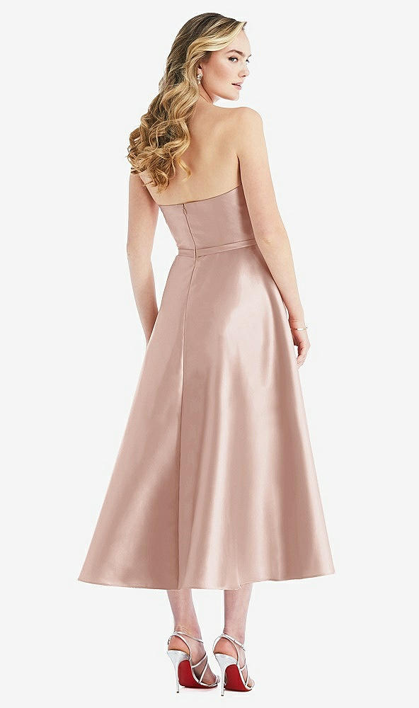 Back View - Toasted Sugar Strapless Bow-Waist Full Skirt Satin Midi Dress