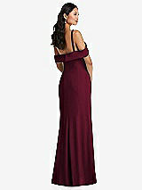 Alt View 3 Thumbnail - Cabernet One-Shoulder Draped Cuff Maxi Dress with Front Slit