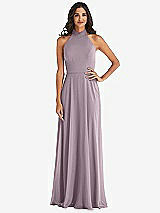 Alt View 1 Thumbnail - Lilac Dusk High Neck Halter Backless Maxi Dress