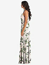 Alt View 3 Thumbnail - Palm Beach Print High Neck Halter Backless Maxi Dress