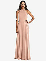 Alt View 1 Thumbnail - Pale Peach High Neck Halter Backless Maxi Dress