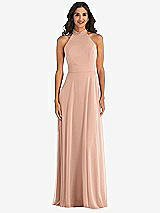 Alt View 2 Thumbnail - Pale Peach High Neck Halter Backless Maxi Dress