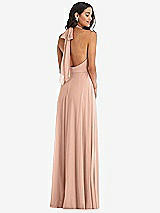 Alt View 4 Thumbnail - Pale Peach High Neck Halter Backless Maxi Dress