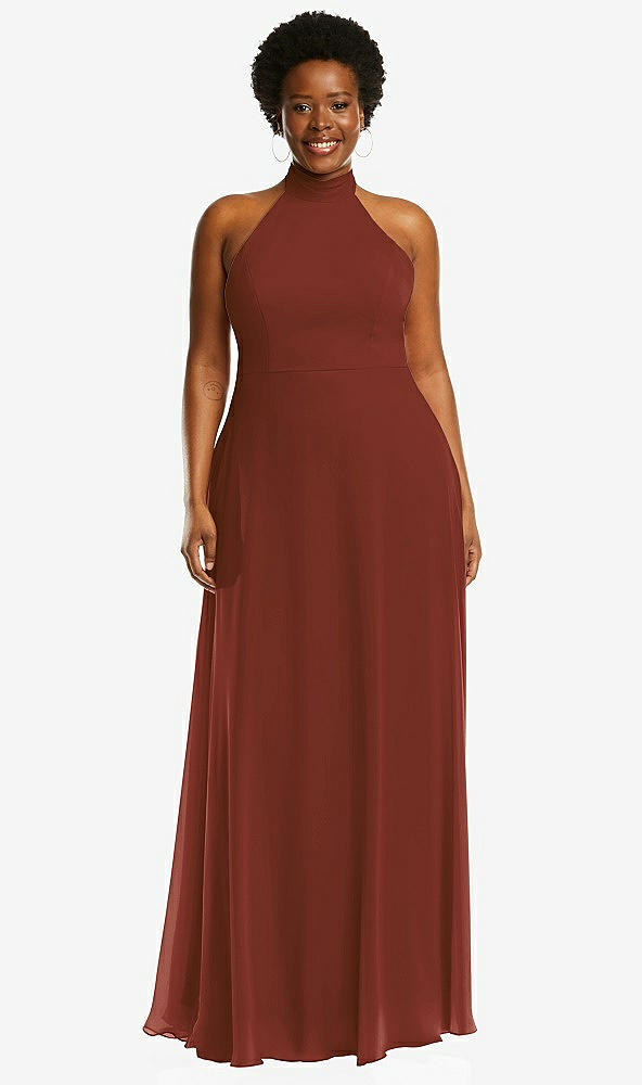 Front View - Auburn Moon High Neck Halter Backless Maxi Dress