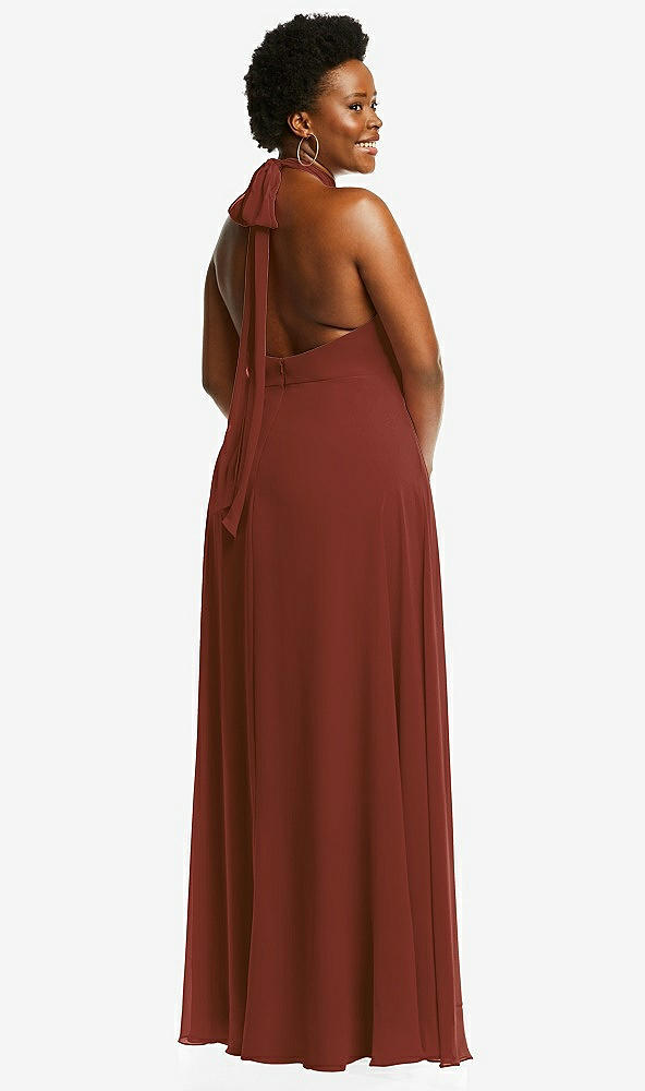 Back View - Auburn Moon High Neck Halter Backless Maxi Dress