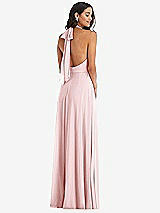 Alt View 4 Thumbnail - Ballet Pink High Neck Halter Backless Maxi Dress