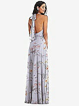 Alt View 4 Thumbnail - Butterfly Botanica Silver Dove High Neck Halter Backless Maxi Dress