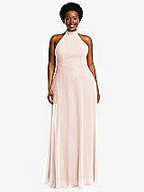 Front View Thumbnail - Blush High Neck Halter Backless Maxi Dress