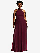 Front View Thumbnail - Cabernet High Neck Halter Backless Maxi Dress