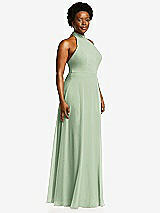 Side View Thumbnail - Celadon High Neck Halter Backless Maxi Dress