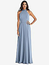 Alt View 1 Thumbnail - Cloudy High Neck Halter Backless Maxi Dress