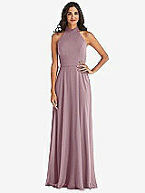 Alt View 1 Thumbnail - Dusty Rose High Neck Halter Backless Maxi Dress