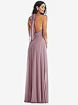 Alt View 4 Thumbnail - Dusty Rose High Neck Halter Backless Maxi Dress