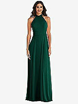 Alt View 2 Thumbnail - Hunter Green High Neck Halter Backless Maxi Dress