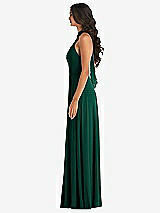 Alt View 3 Thumbnail - Hunter Green High Neck Halter Backless Maxi Dress