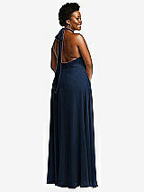 Rear View Thumbnail - Midnight Navy High Neck Halter Backless Maxi Dress