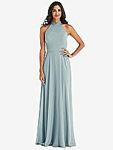 Alt View 1 Thumbnail - Morning Sky High Neck Halter Backless Maxi Dress