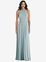 Alt View 2 Thumbnail - Morning Sky High Neck Halter Backless Maxi Dress