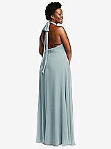 Rear View Thumbnail - Morning Sky High Neck Halter Backless Maxi Dress