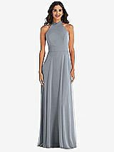 Alt View 2 Thumbnail - Platinum High Neck Halter Backless Maxi Dress