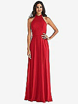 Alt View 1 Thumbnail - Parisian Red High Neck Halter Backless Maxi Dress