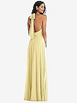 Alt View 4 Thumbnail - Pale Yellow High Neck Halter Backless Maxi Dress